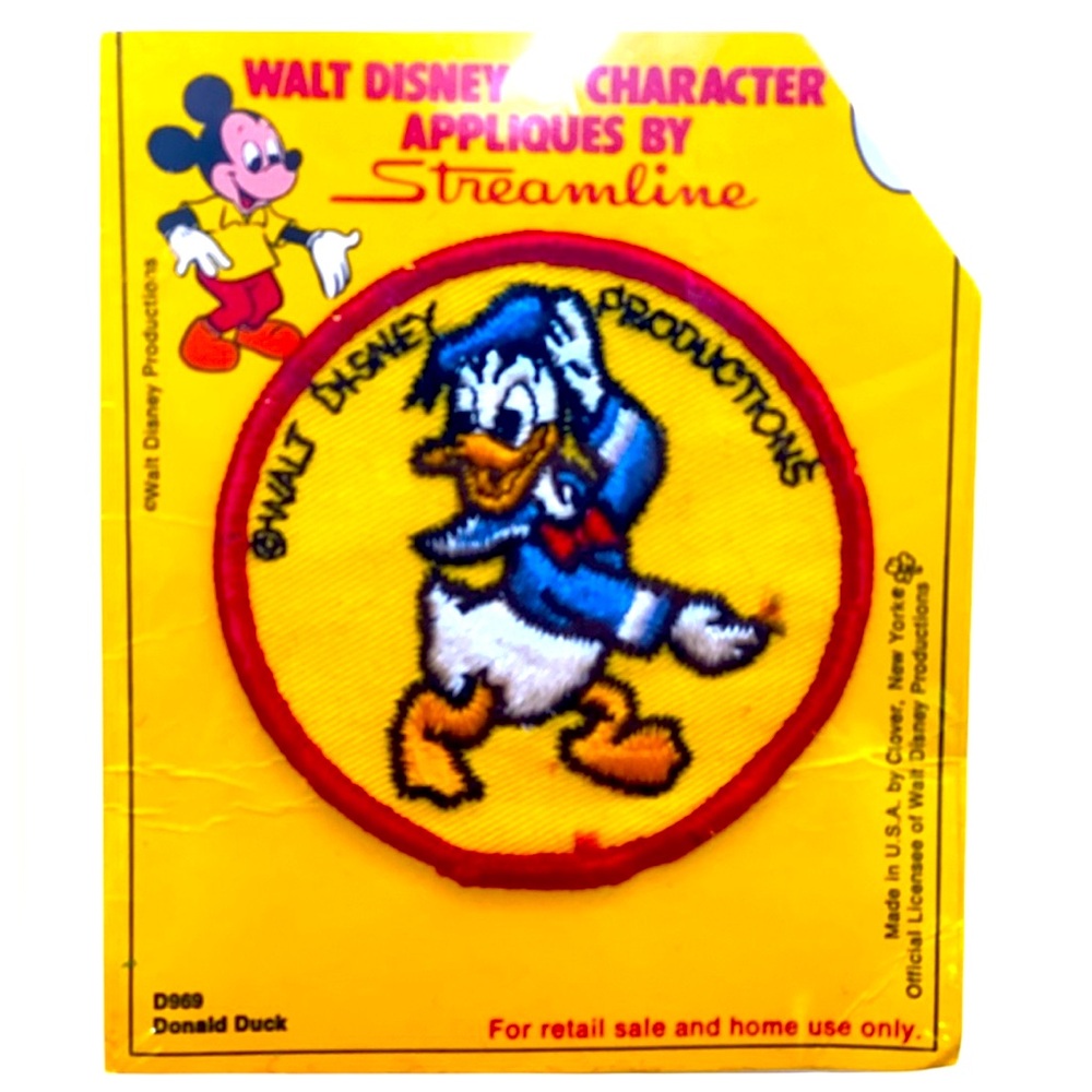 Vintage 1970’s Walt Disney Donald Duck Character Patch.  New in Package.